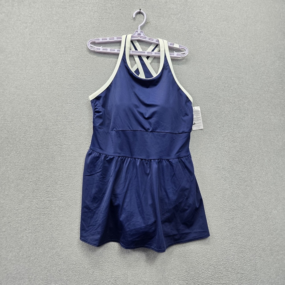 Lands' End Women Swimwear 18W Navy Blue Nylon Polyester Swimdress LYCRA XTRA NWT